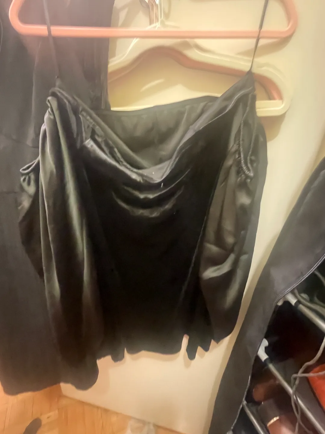 Black Satin Off-the-Shoulder Blouse 🏈 thumbnail