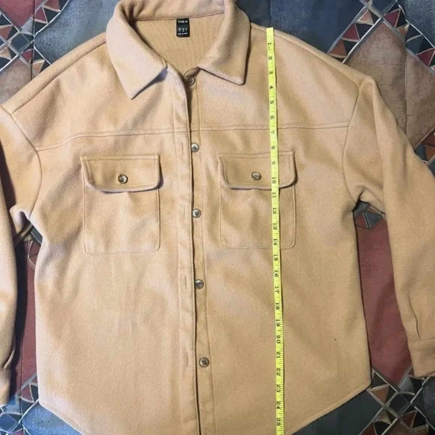 Camel-coloured Oversized Button-up Shirt Jacket image indicator(3)