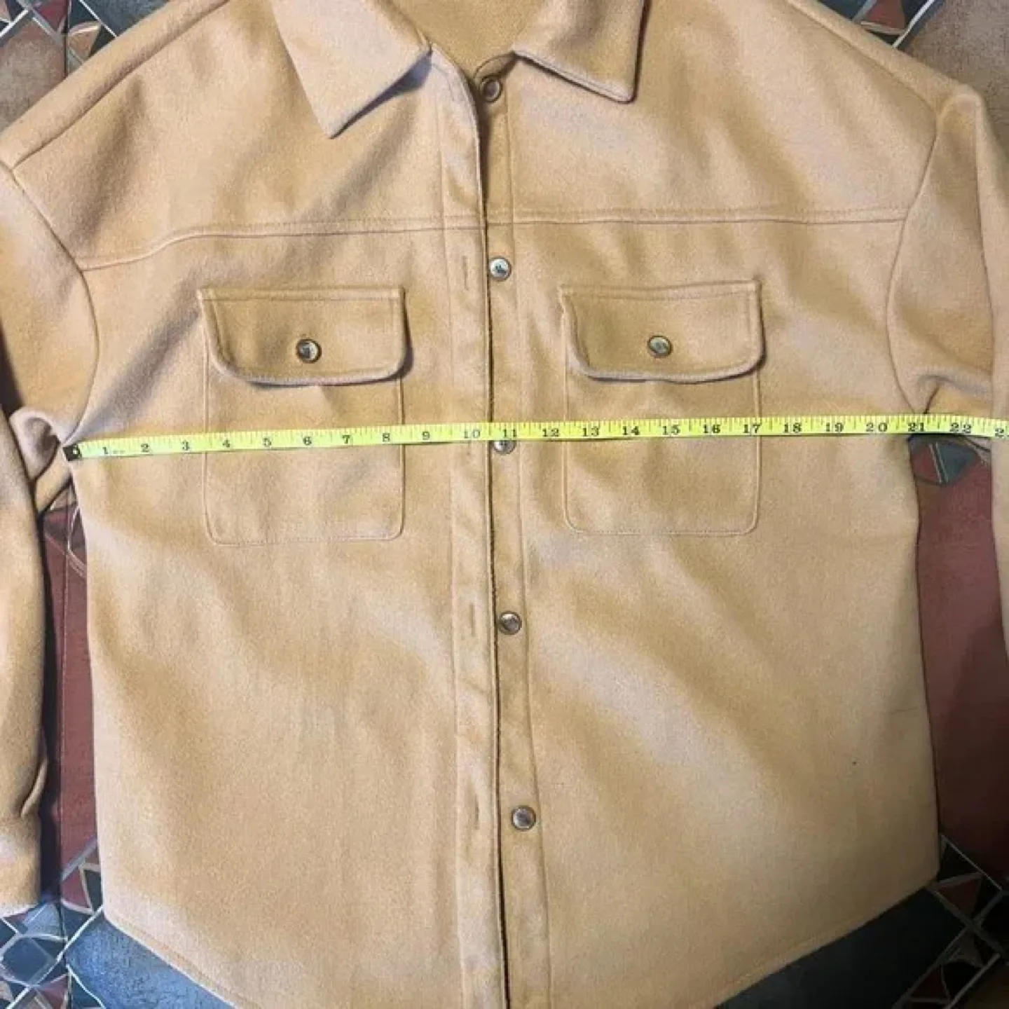 Camel-coloured Oversized Button-up Shirt Jacket image indicator(4)