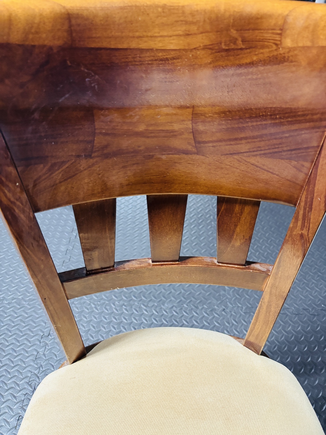 4 Solid Wood Dining Chair with Beige Cushion