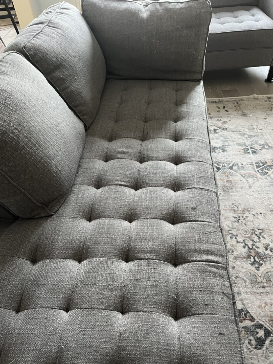 Grey Button Tufted sectional - photo 2