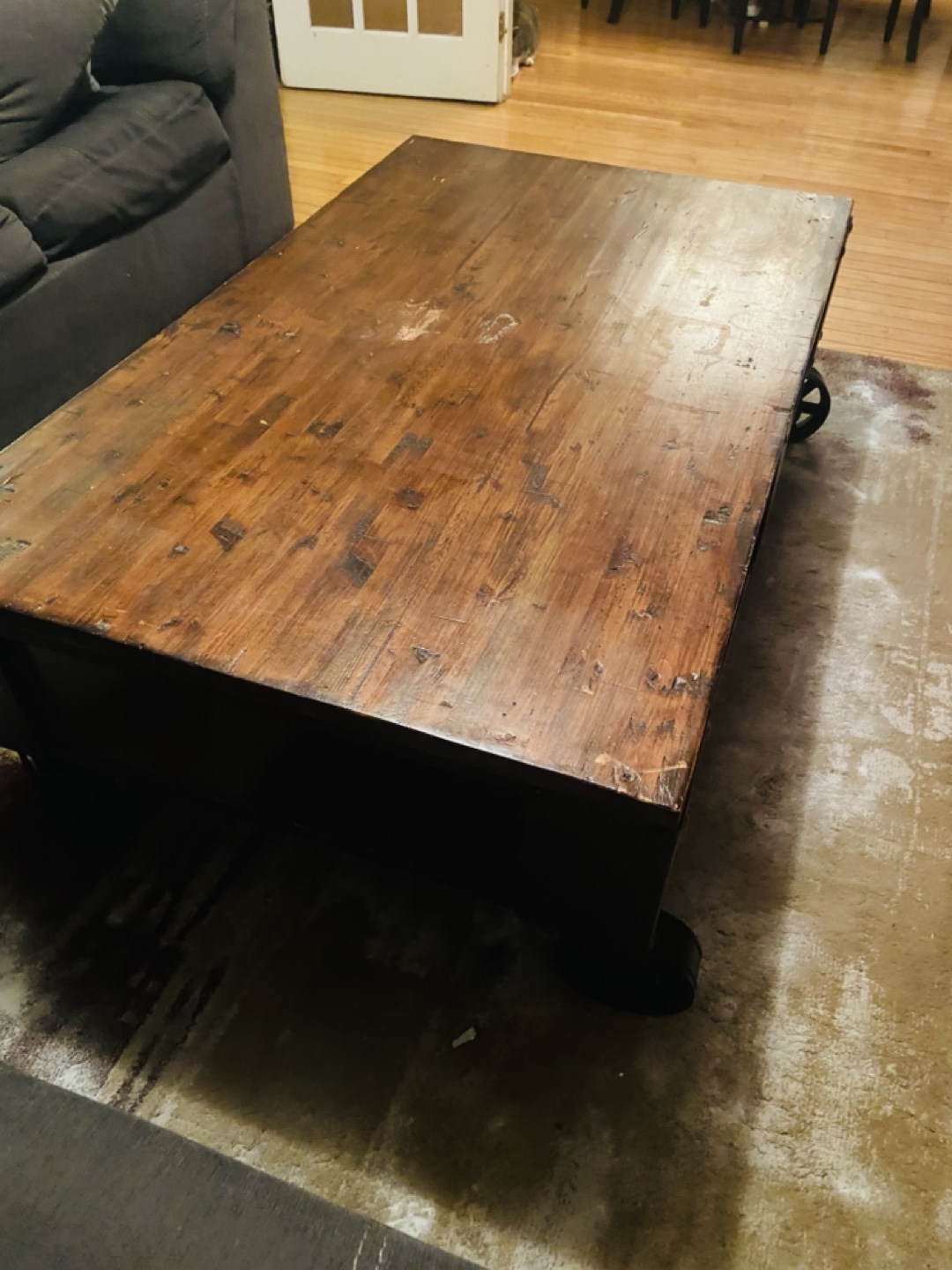Industrial Style Coffee Table with Wheels - photo 5