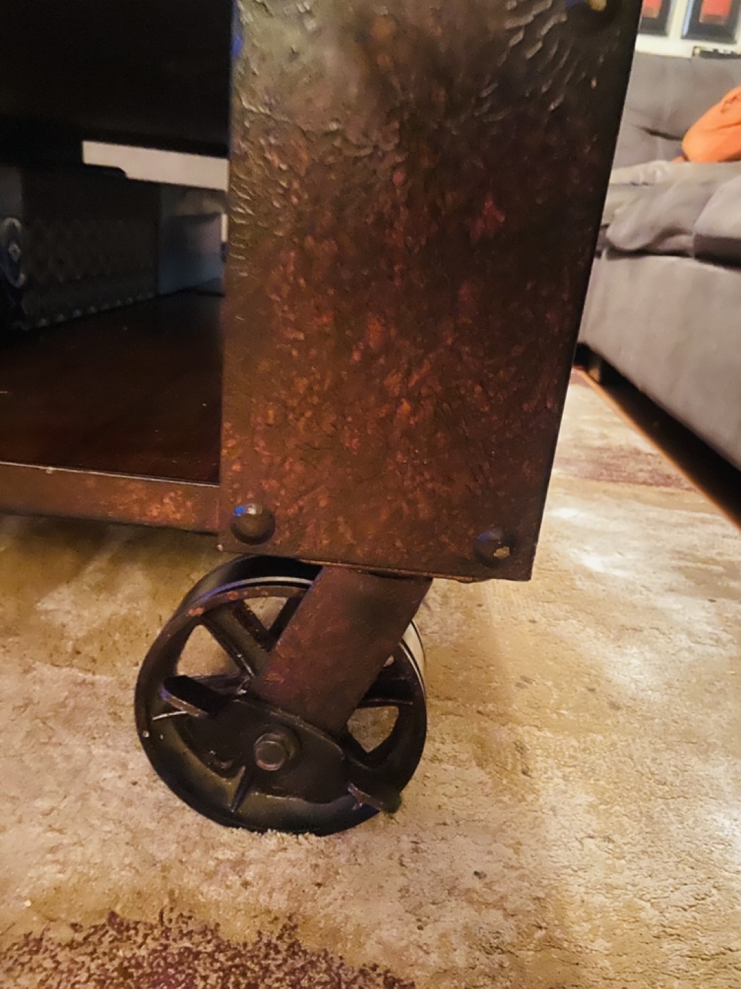 Industrial Style Coffee Table with Wheels