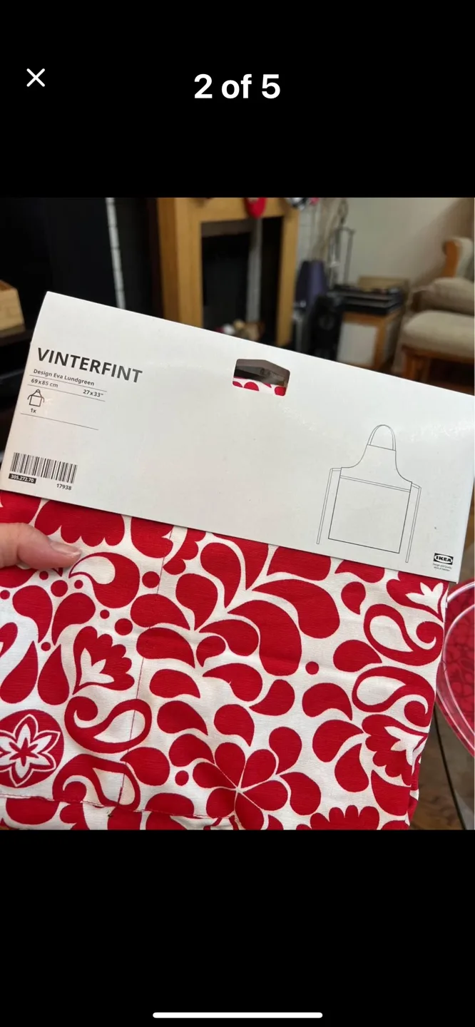 🏈 IKEA VINTERFINT Red Kitchen Set: Apron, Pot Holders & Tray image indicator(2)