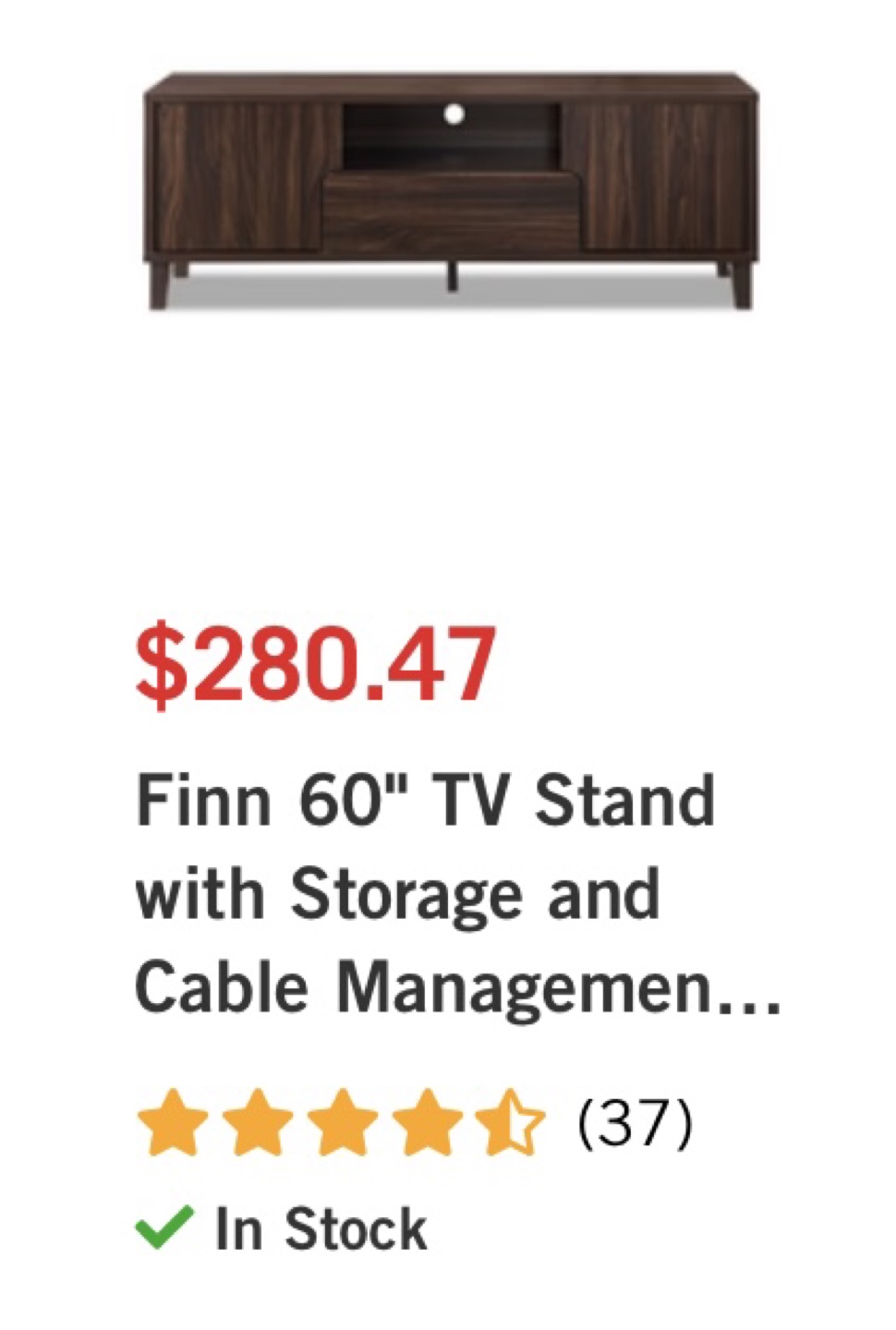 Finn 60" Dark Walnut TV Stand with Storage - photo 3