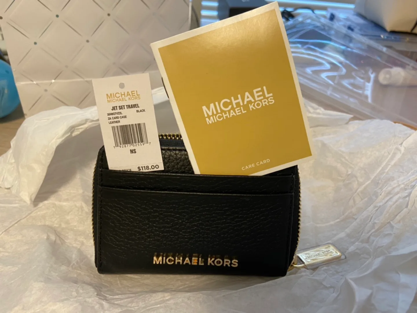 BNWT Micheal Kors Jet Set Travel Card Case in Black 🏈 image indicator(6)