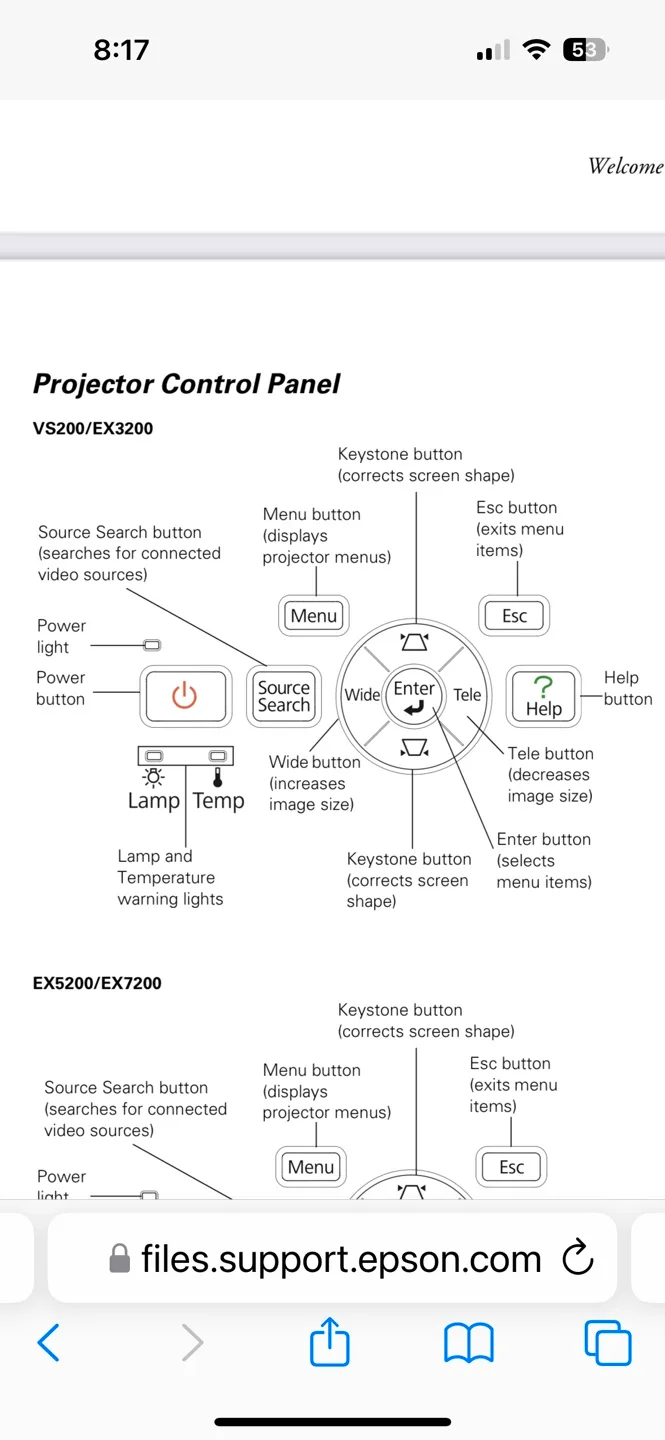 Epson EX3200 Projector image indicator(5)