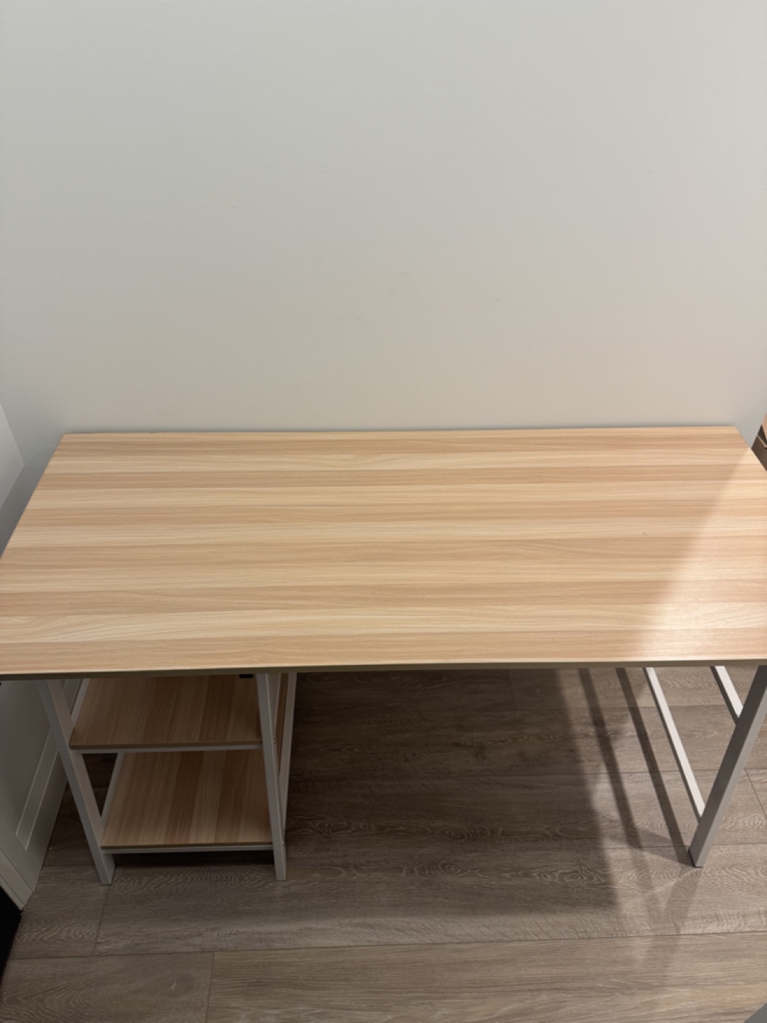White and Light Wood Computer Desk