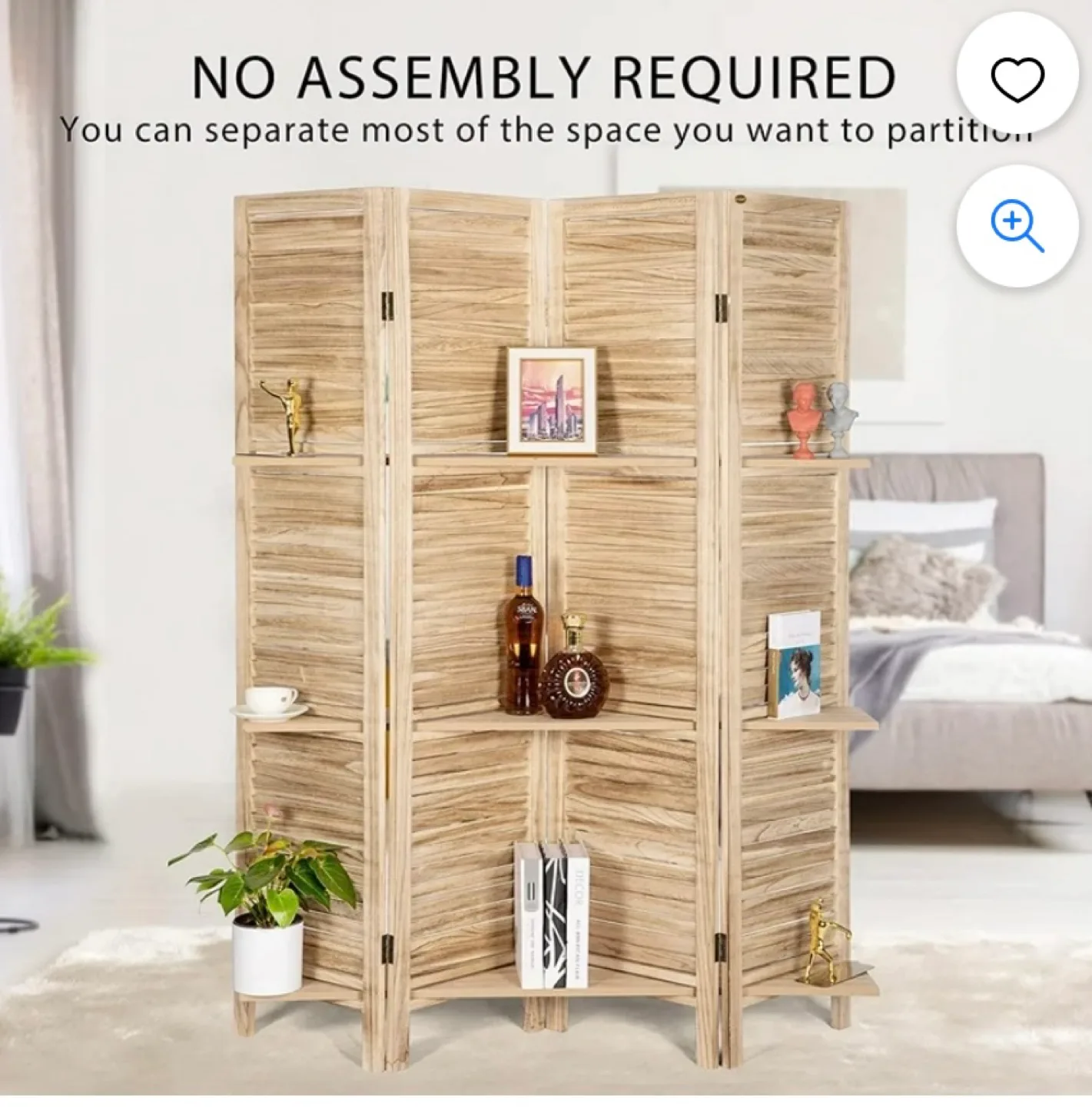 5.6 Ft Tall 4 Panel Decorative Folding Wood Room Divider image indicator(7)