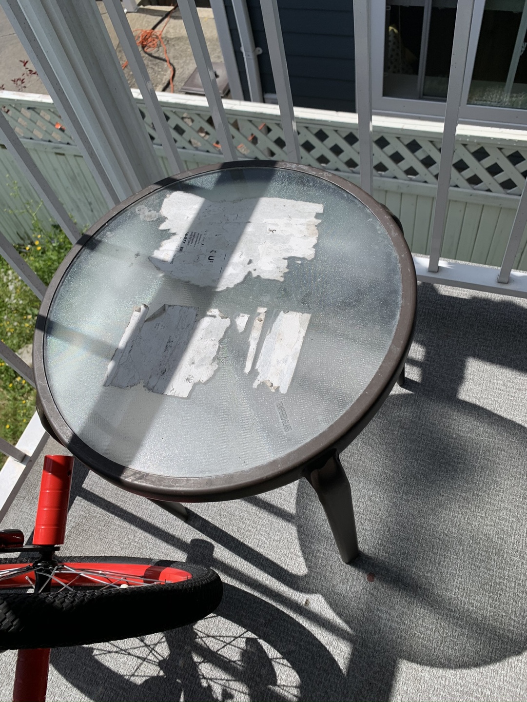 Pair of Outdoor Patio Chairs with Glass Top Side Table