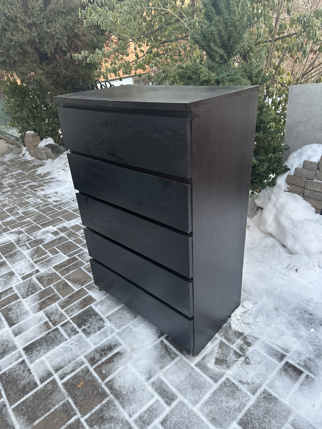 IKEA MALM 5-drawer Chest - Black-Brown