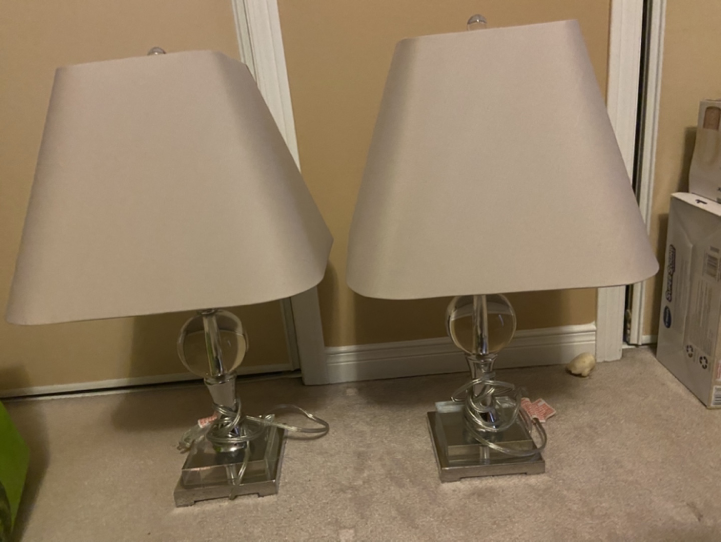 Pair of Modern Table Lamps with Crystal Accents