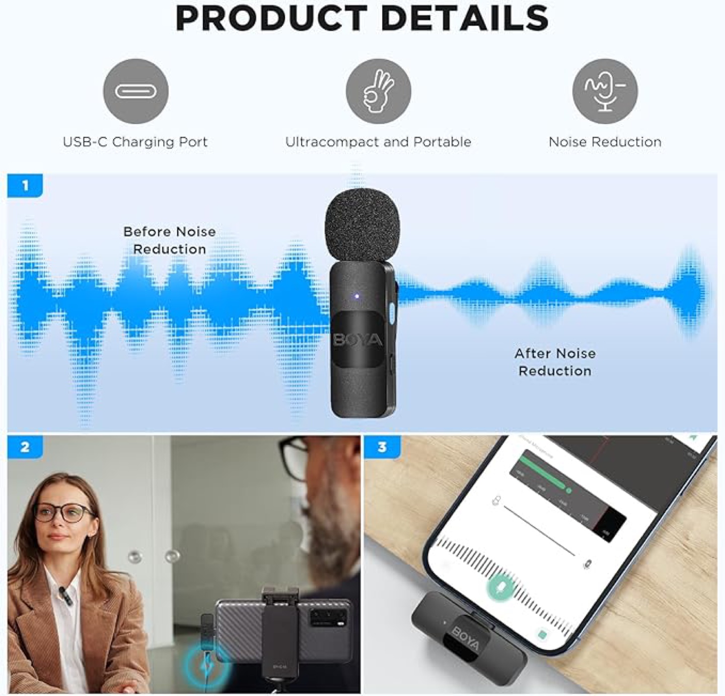 BOYA Dual Wireless Lavalier Lapel 3 Microphone for Android - photo 3