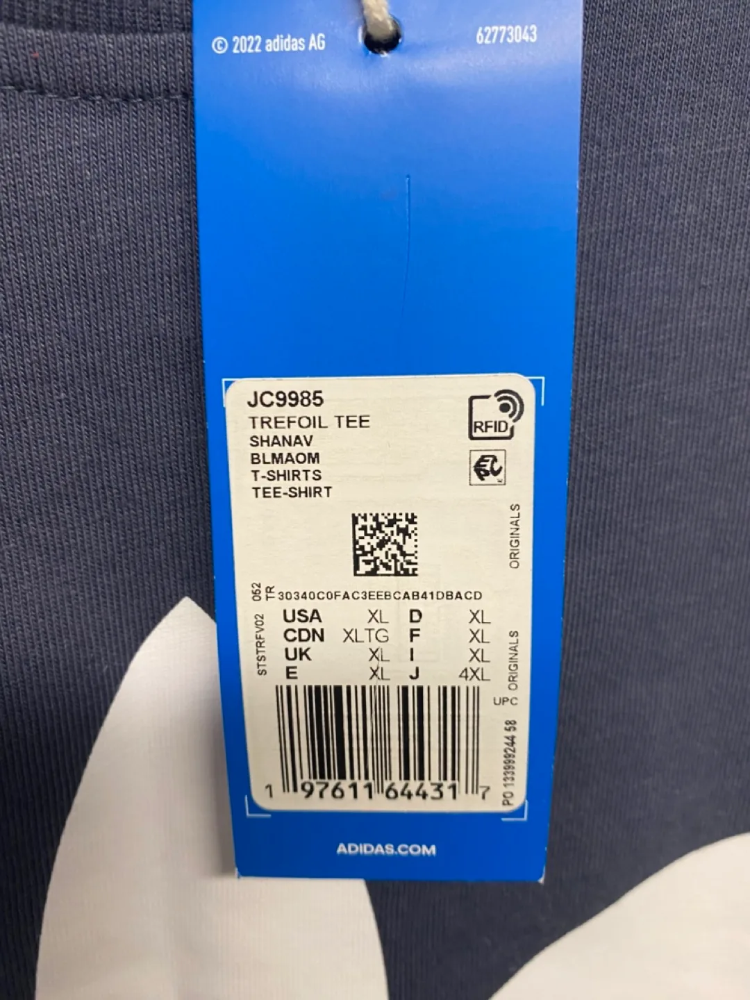 Adidas Trefoil Tee - Size XL - Dark Blue image indicator(3)