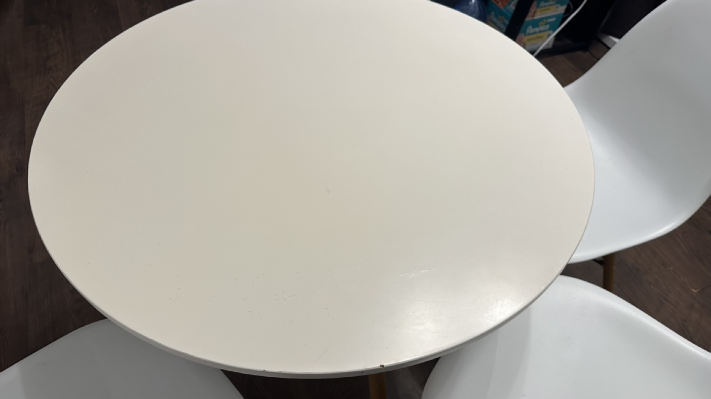 White Round Table and Four Chairs Set - photo 3