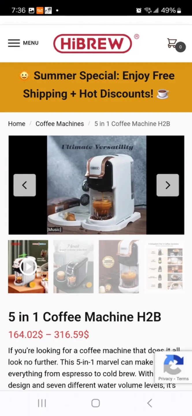 HIBREW 5 in 1 Cold/Hot Coffee Machine - New in Box image indicator(6)