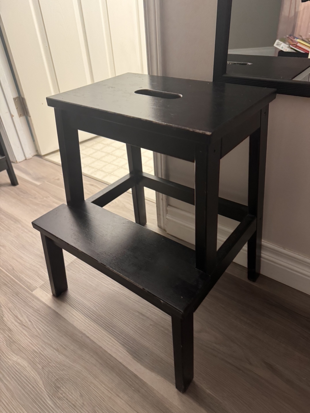 Black Wooden Two-Step Stool