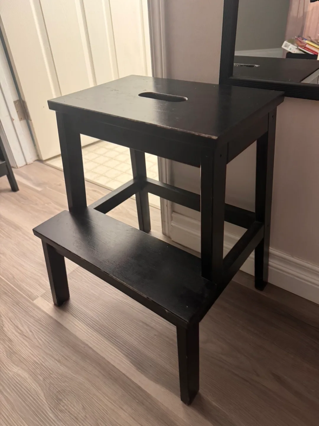 Black Wooden Two-Step Stool thumbnail