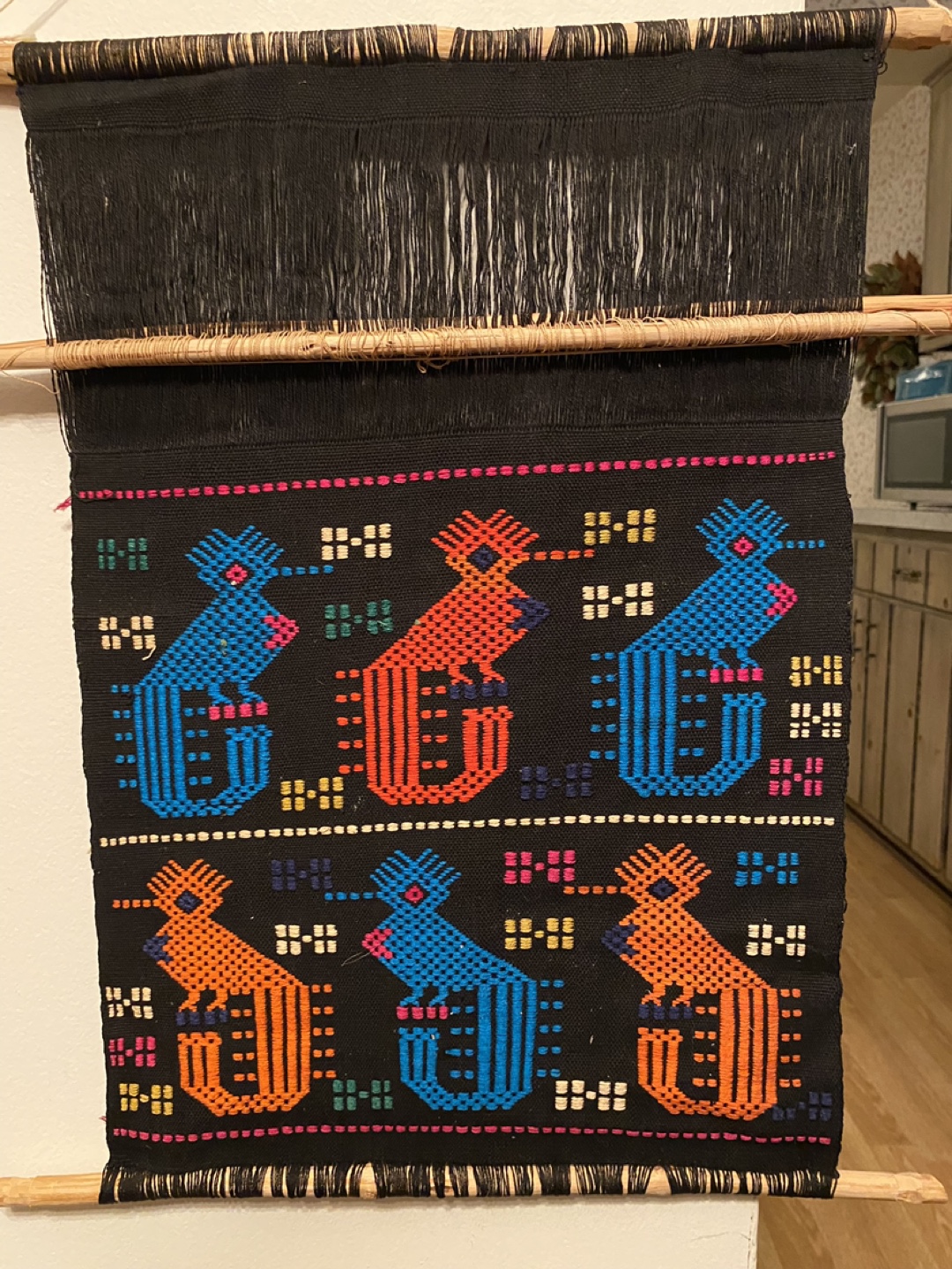 Vintage Mexican Wall Hanging Textile Art