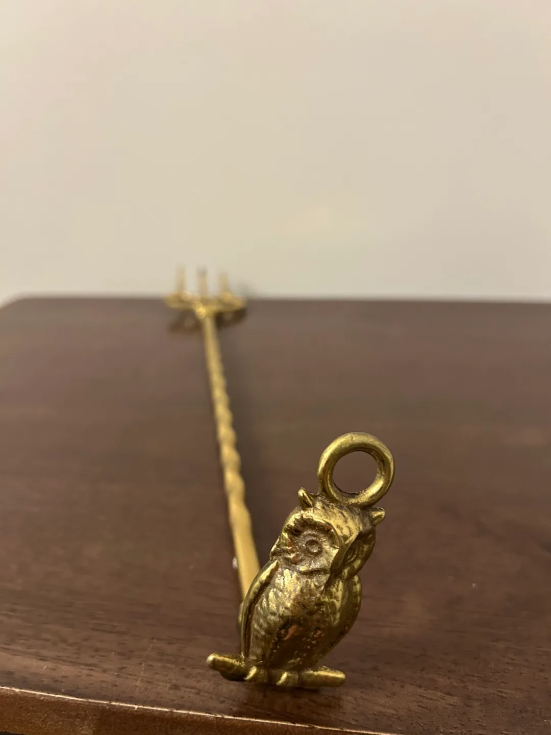 Vintage Fireplace Toasting Fork Brass Owl 15,5”🏈 image indicator(2)