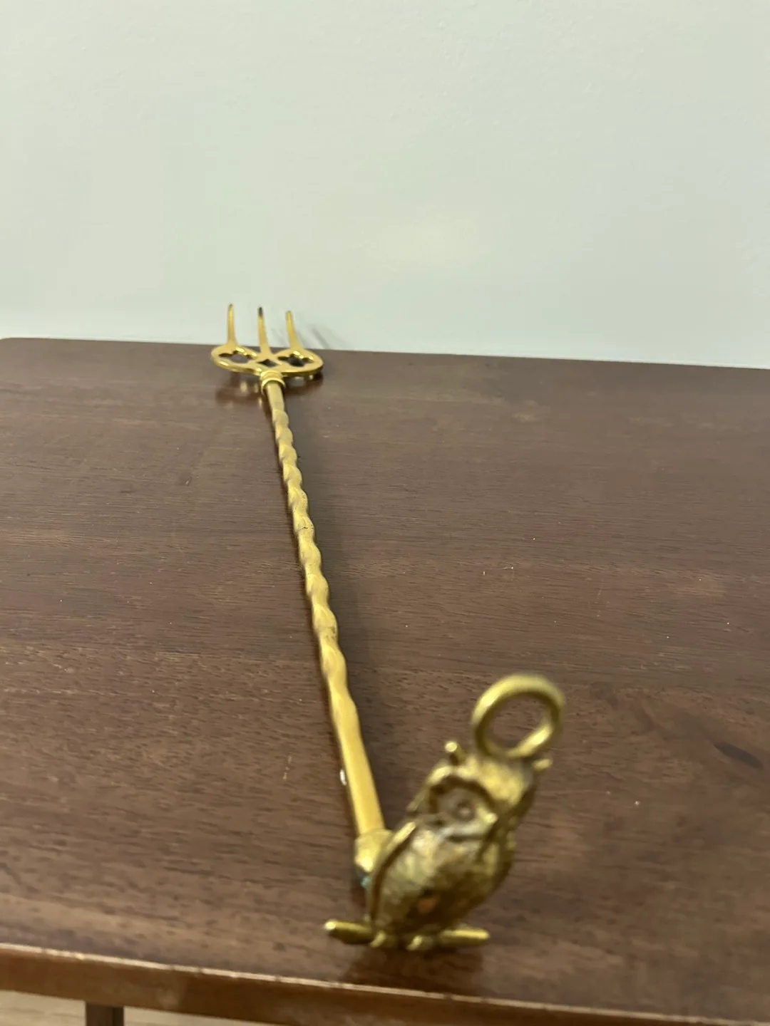 Vintage Fireplace Toasting Fork Brass Owl 15,5”🏈 image indicator(4)