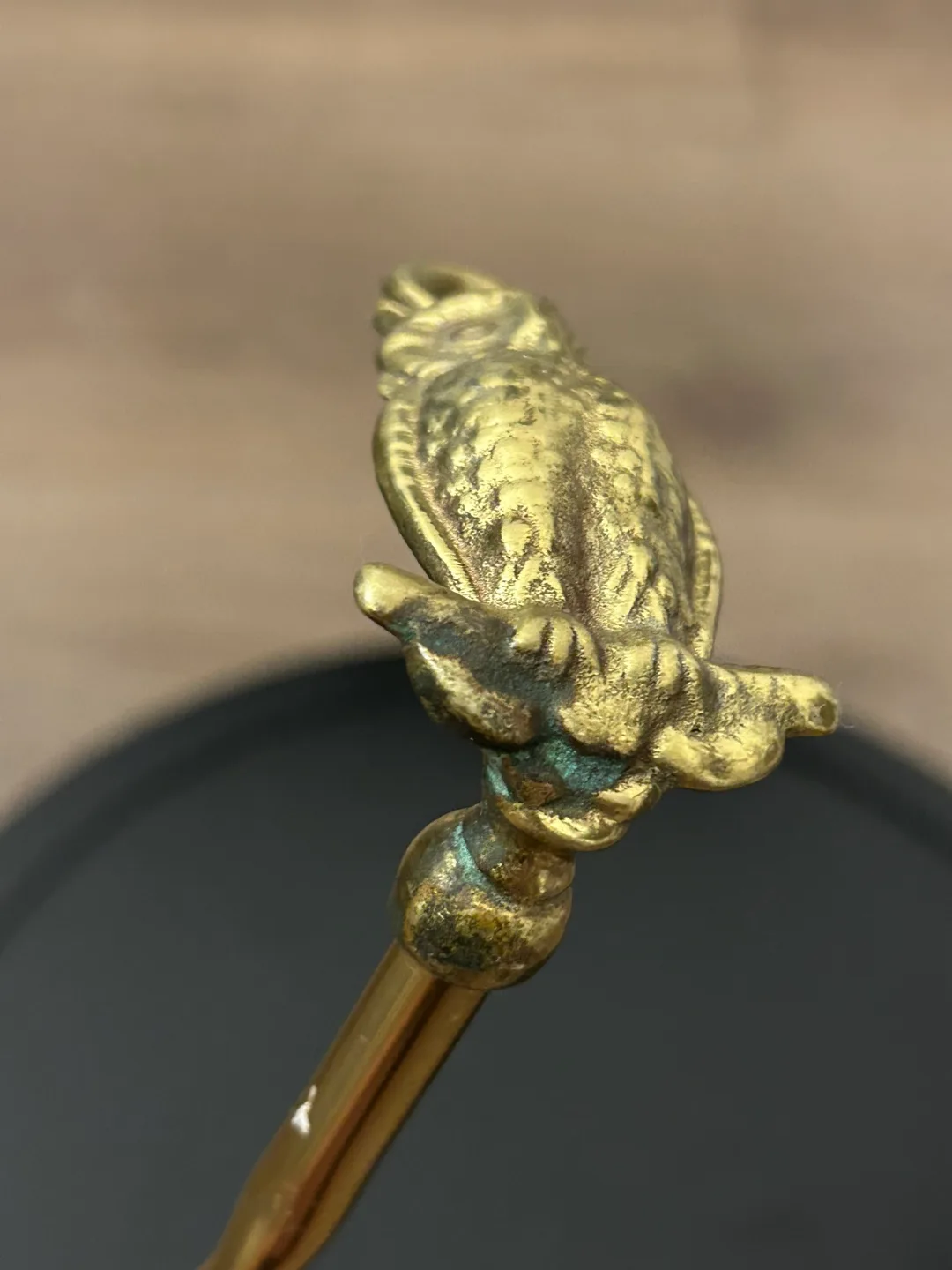 Vintage Fireplace Toasting Fork Brass Owl 15,5”🏈 image indicator(10)
