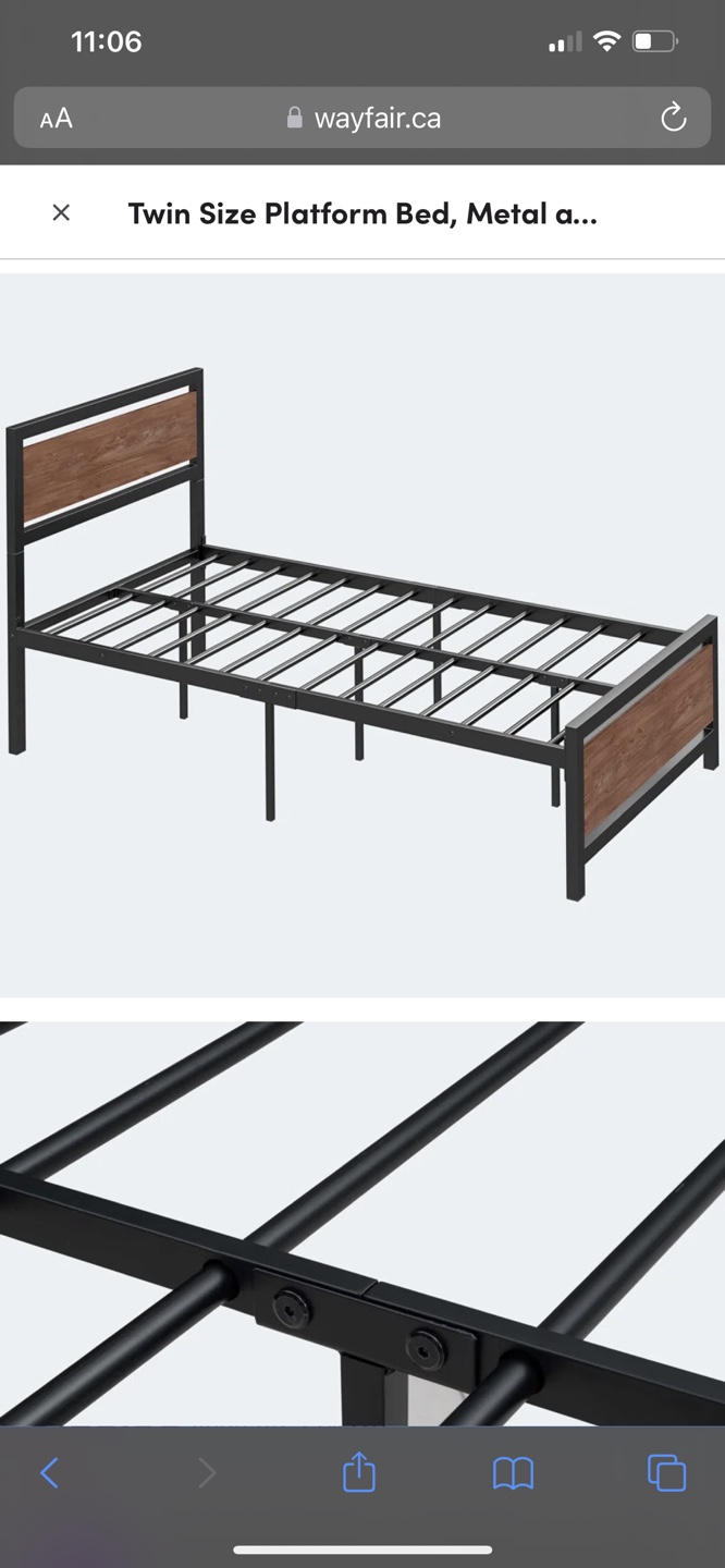 Black Metal Twin Bed Frame - New - photo 2