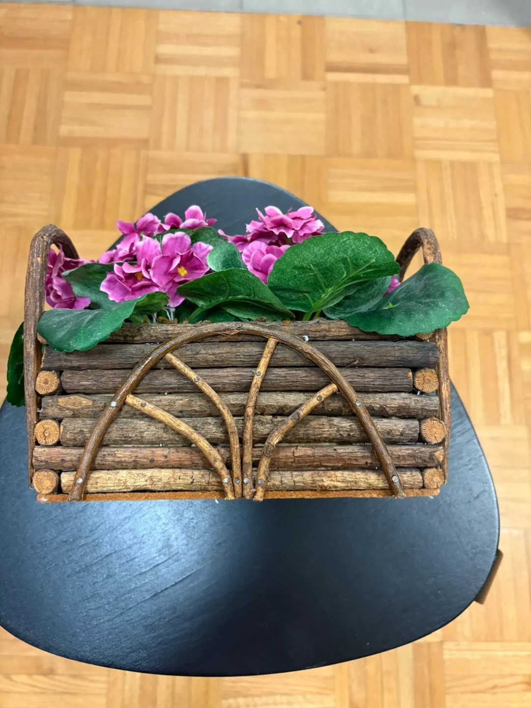 Artificial Flower Arrangement in Twig Basket image indicator(2)