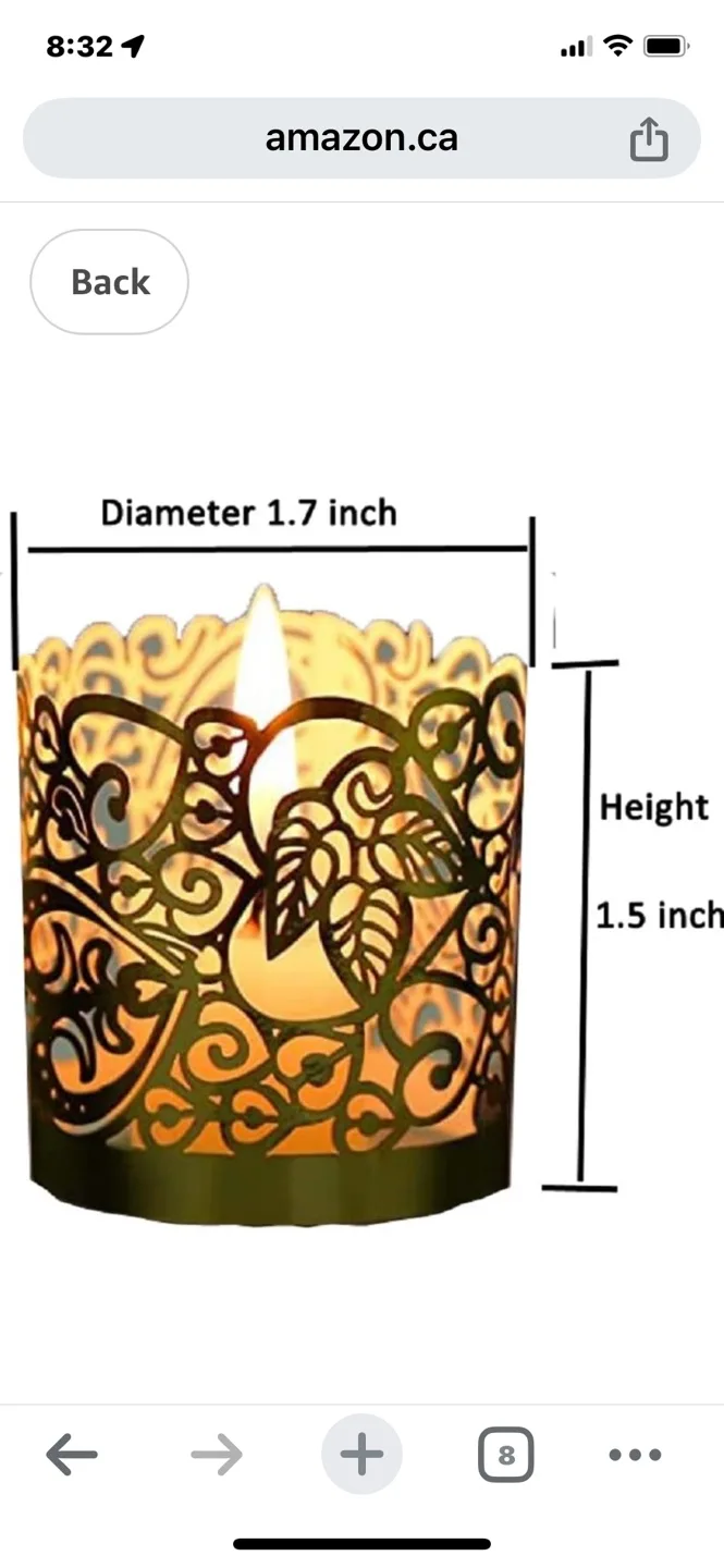 (20)Gold Candle Sleeves, 1.7 inch diameter, Elegant Design 🏈🏈🏈 image indicator(2)