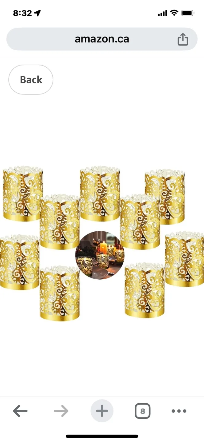 (20)Gold Candle Sleeves, 1.7 inch diameter, Elegant Design 🏈🏈🏈 image indicator(5)