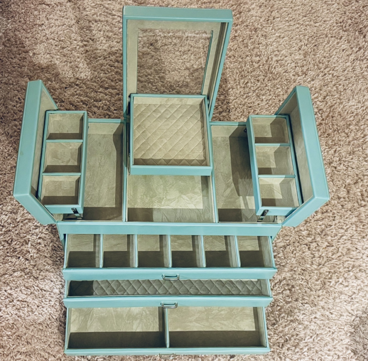 Large turquoise Jewellery Box Organizer - photo 3