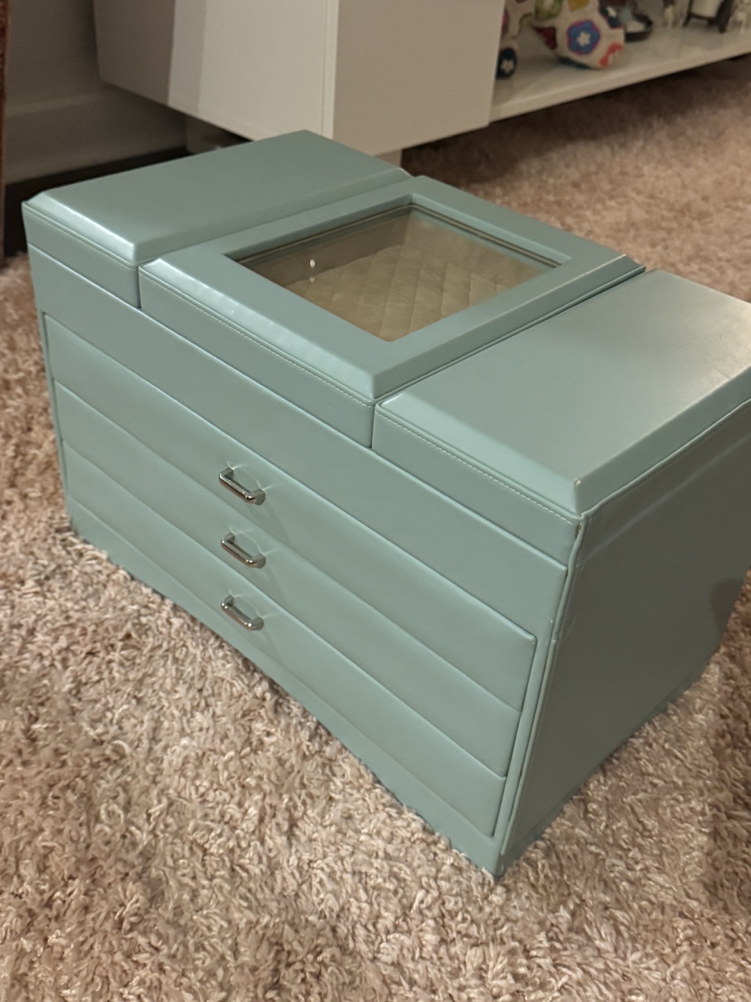 Large turquoise Jewellery Box Organizer