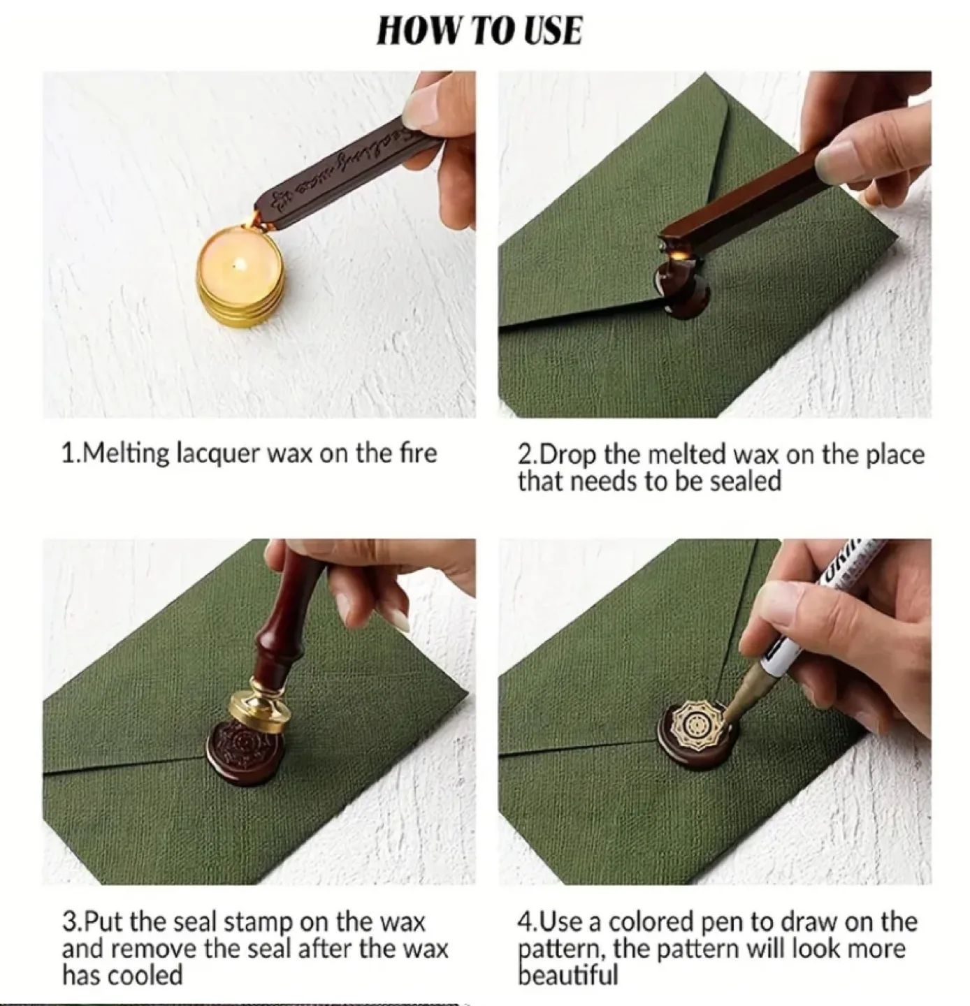 Wax Seal Stamp with Wooden Handle - Happy Birthday Design image indicator(3)
