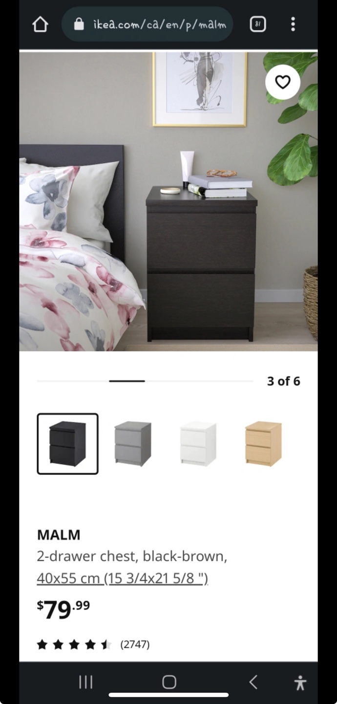 IKEA MALM Drawer Black
