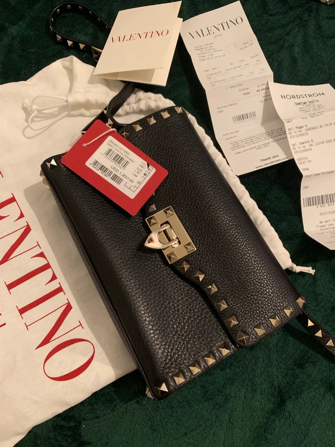 Valentino Garavani Rockstud Leather Wallet on Chain