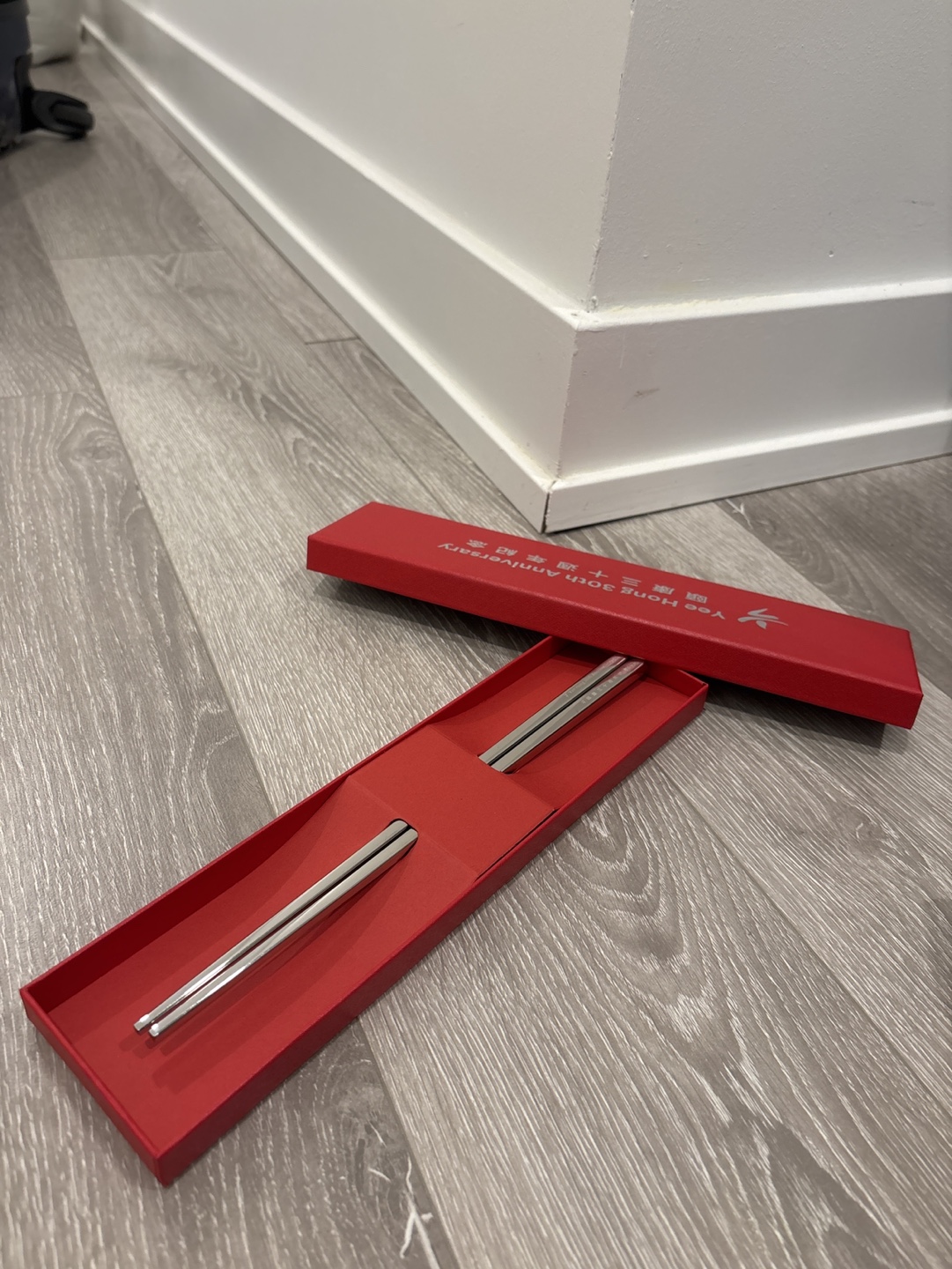 New pair of chopsticks in gift box