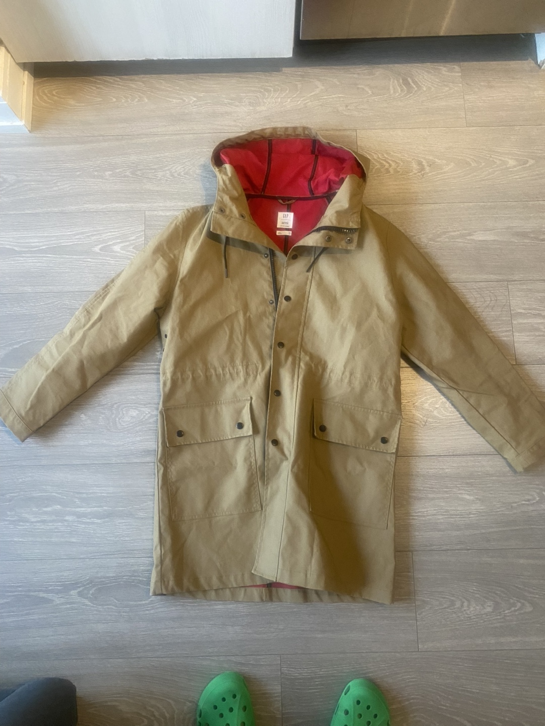 Ami x Gap tan hooded longline parka