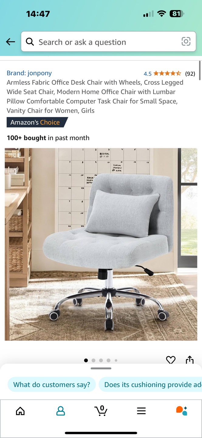 Jonpnoy Grey Fabric Office Chair with Wheels - photo 4