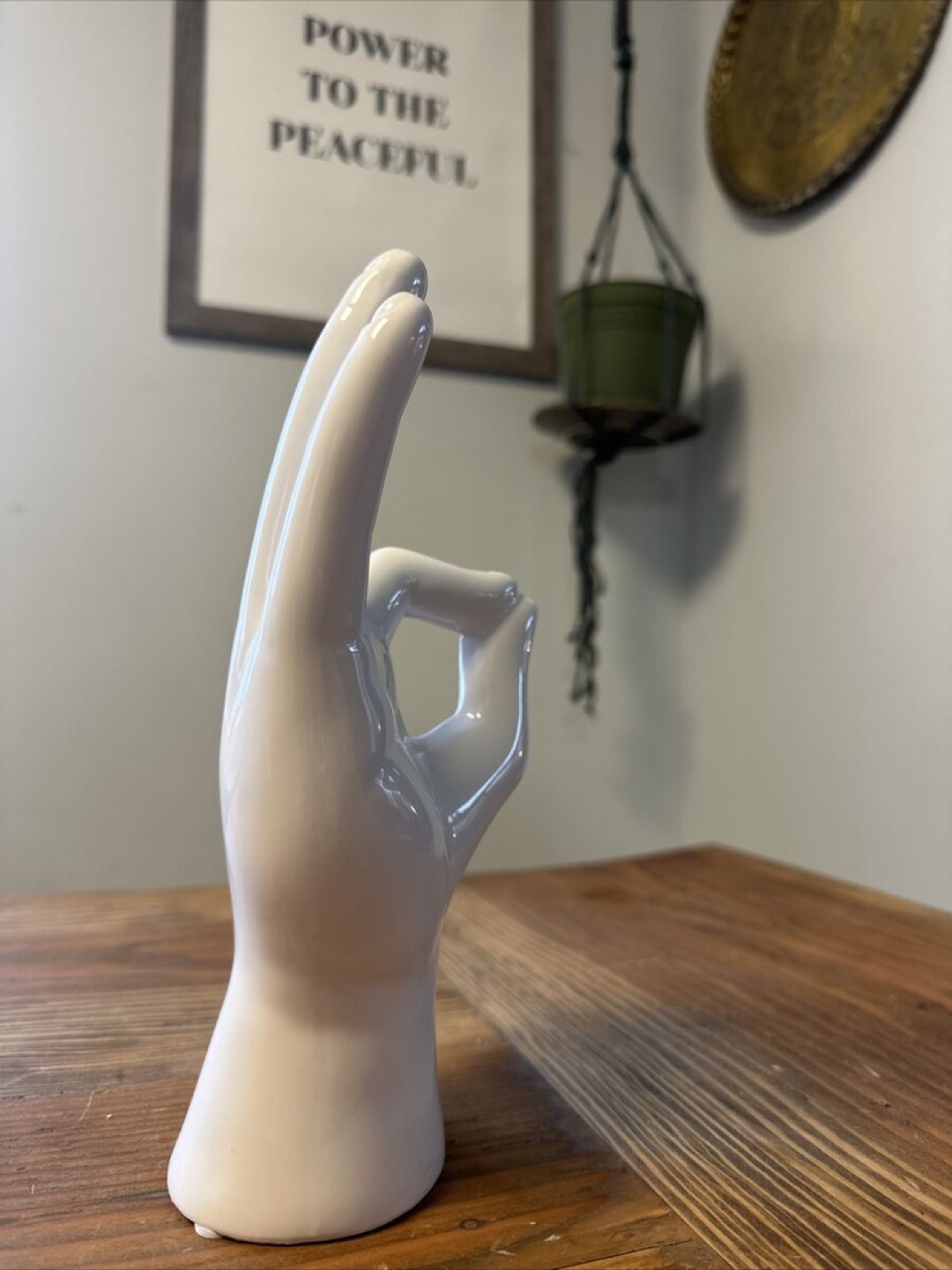 White Ceramic OK Hand Figurine - photo 2