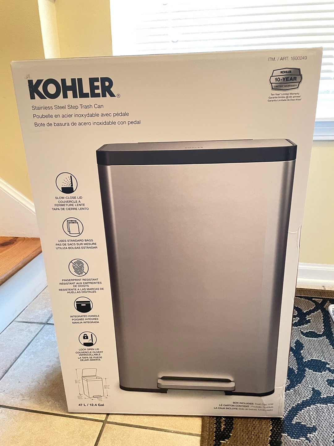 Kohler Stainless Steel Step Trash Can - 12.4 Gallon - photo 3