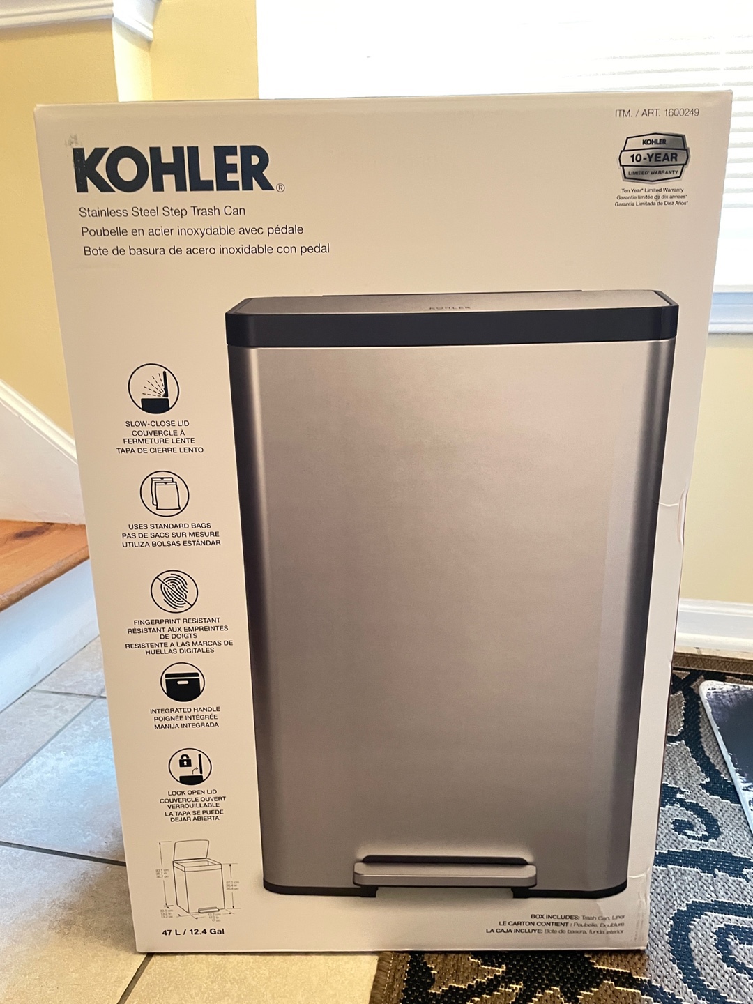 Kohler Stainless Steel Step Trash Can - 12.4 Gallon