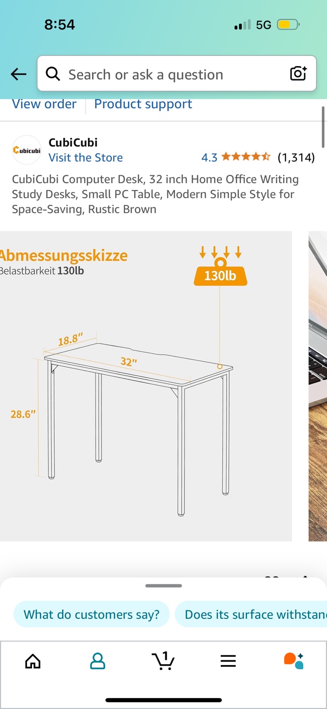 CubiCubi 32 inch Computer Desk - Rustic Brown - photo 3