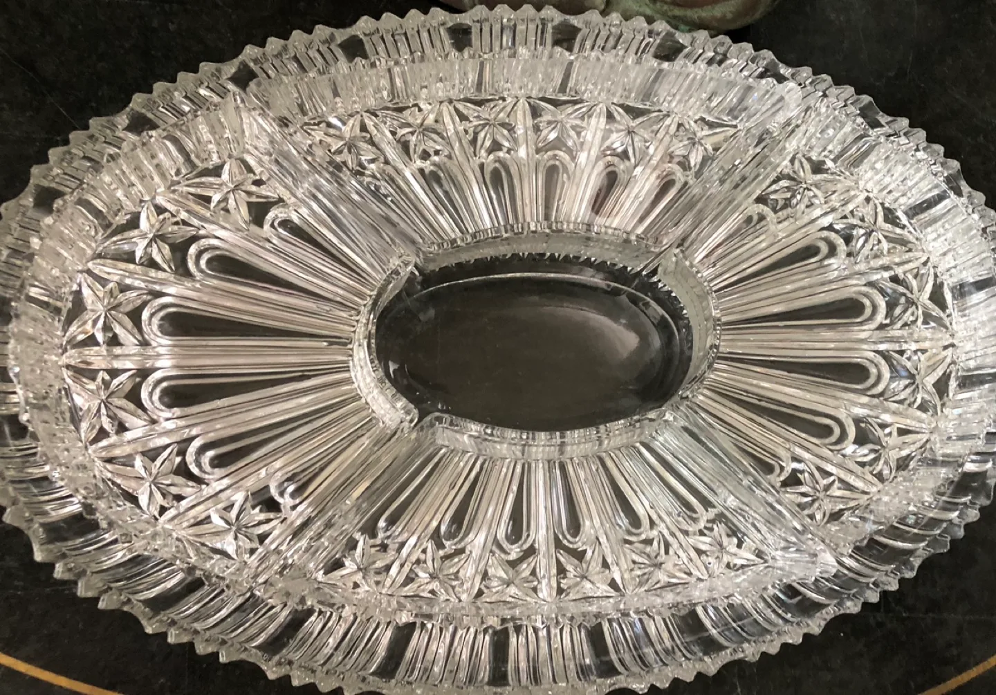 Stunning Cut Glass Platter with Divided Sections image indicator(3)