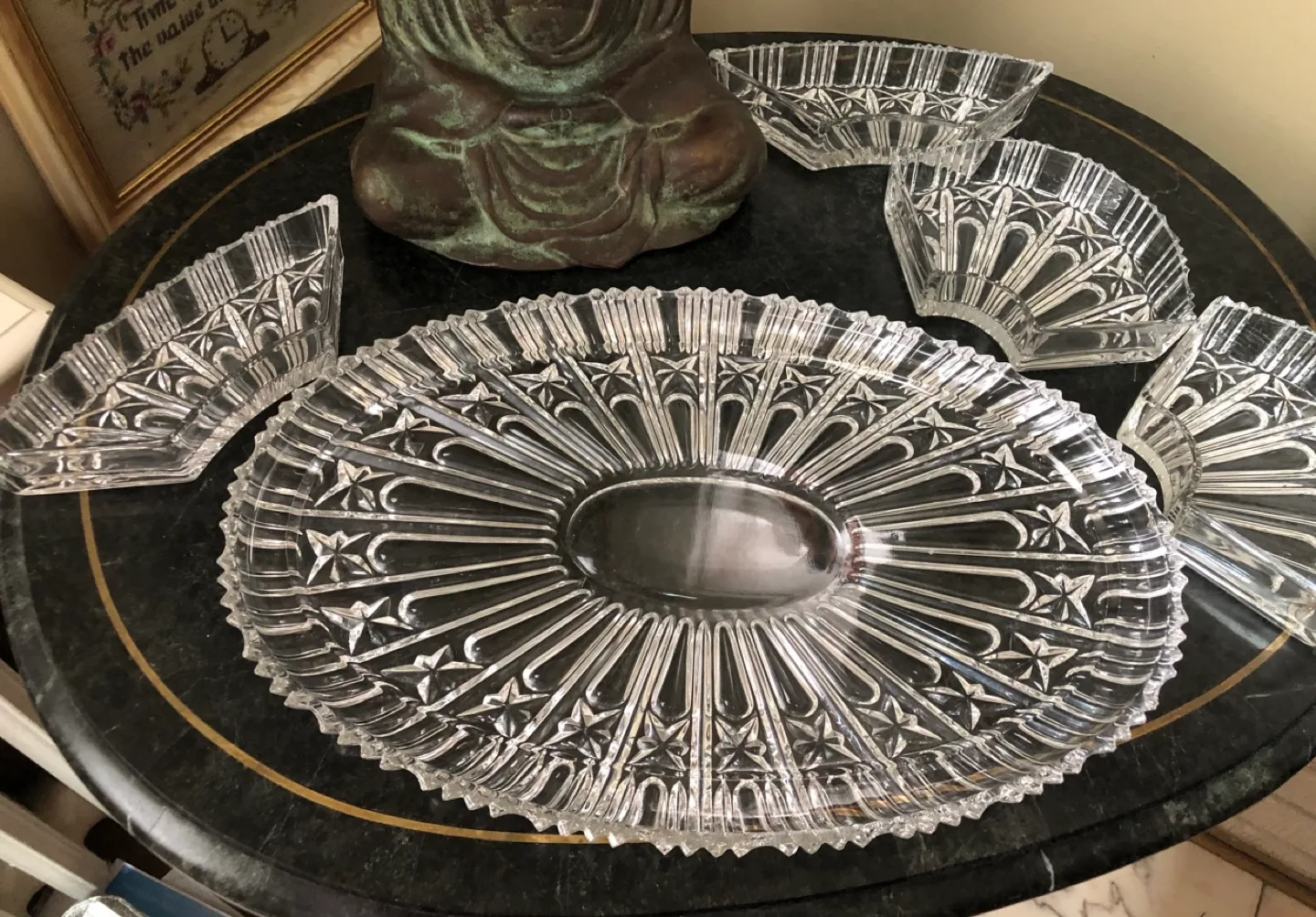 Stunning Cut Glass Platter with Divided Sections image indicator(2)