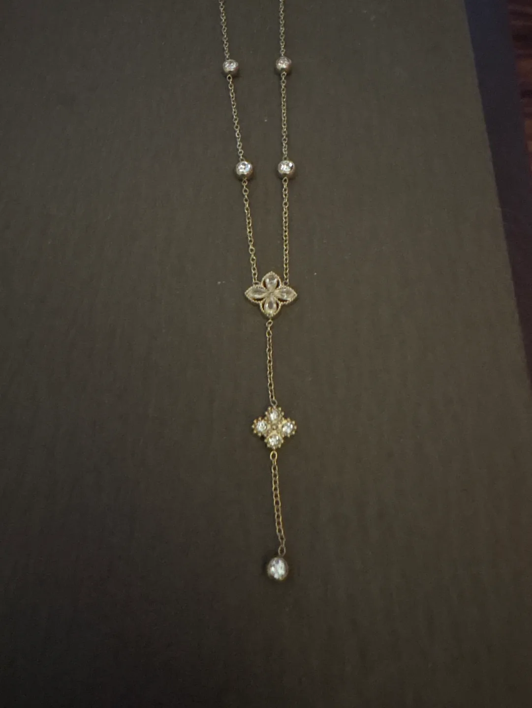 NEW unique Luxury 18K Gold SS CZ Lariat Necklace 🏈 image indicator(2)