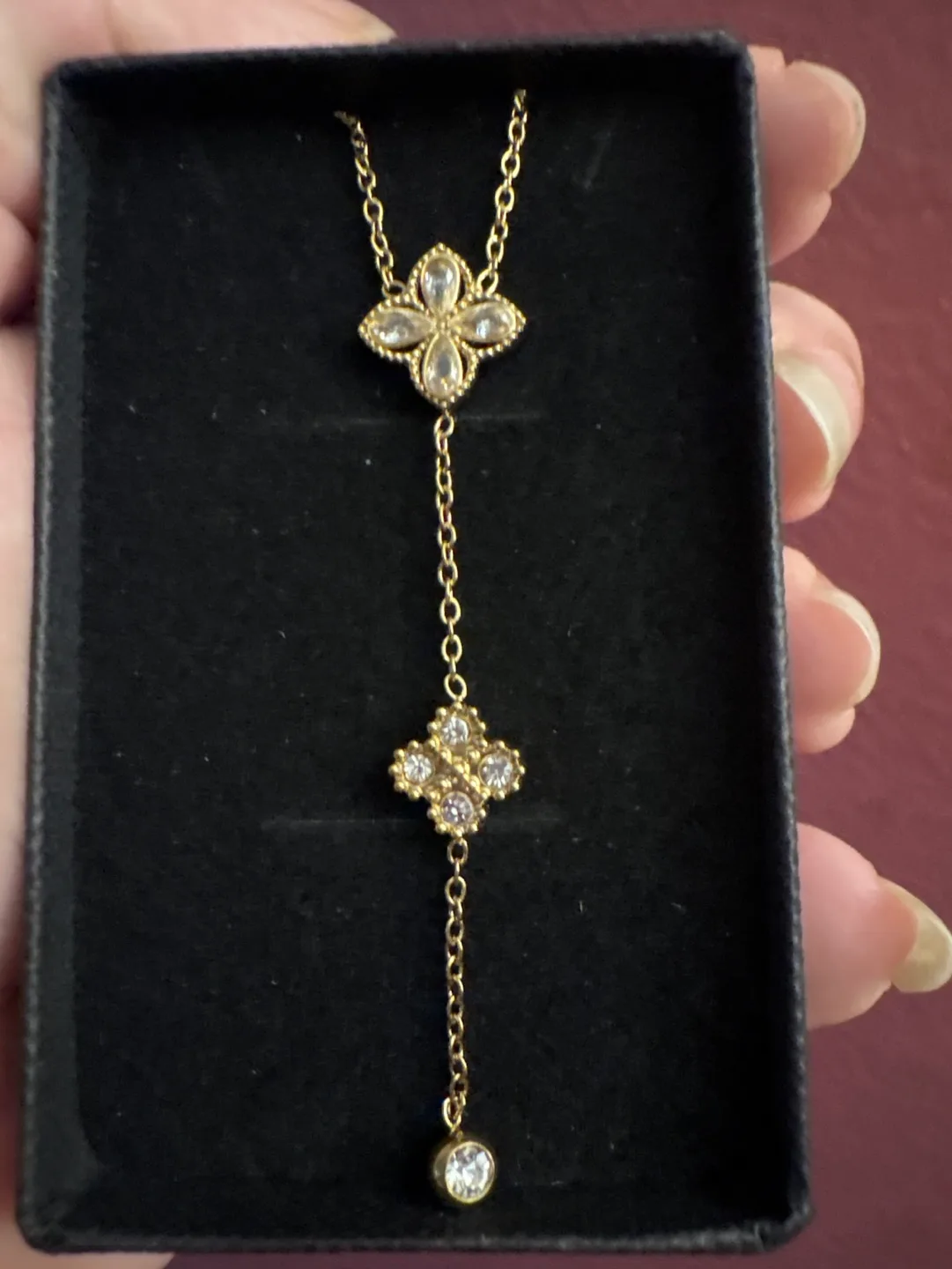 NEW unique Luxury 18K Gold SS CZ Lariat Necklace 🏈 image indicator(9)