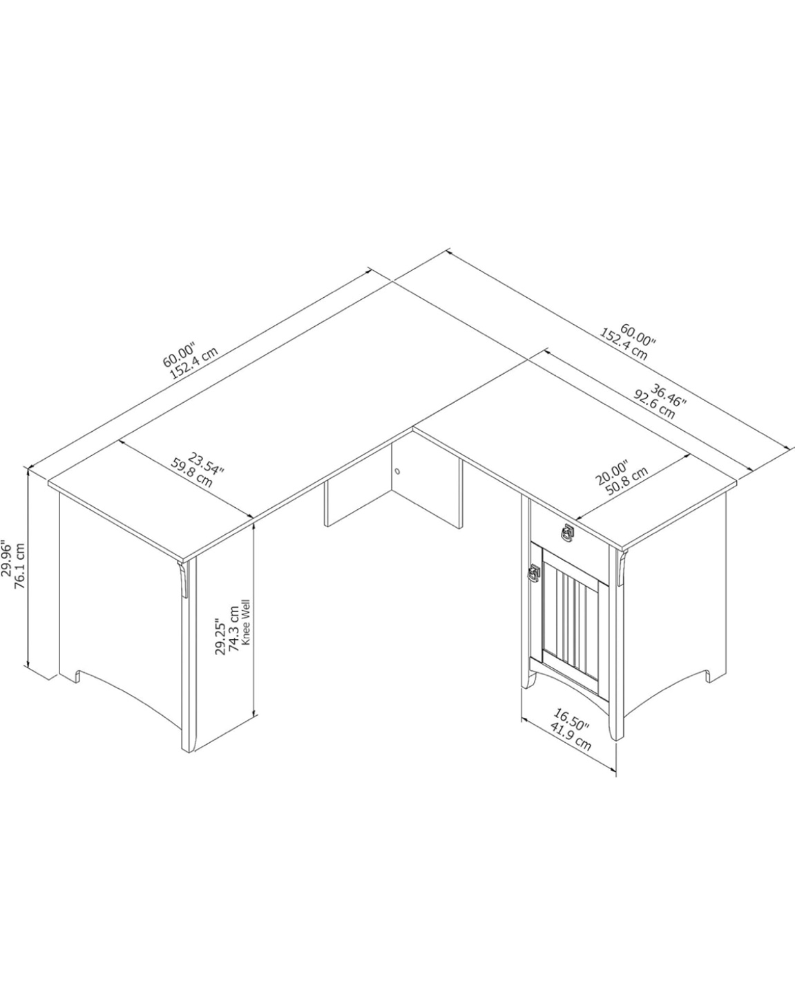 L-Shaped Computer Desk with Cabinet - photo 2
