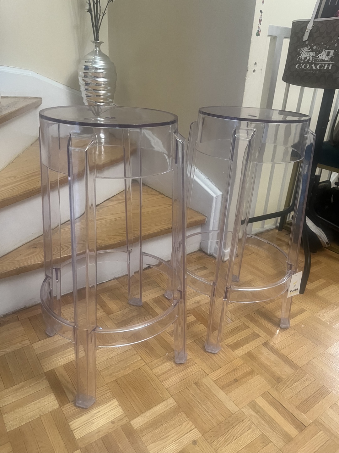 Pair of Clear Bar Stools - photo 2