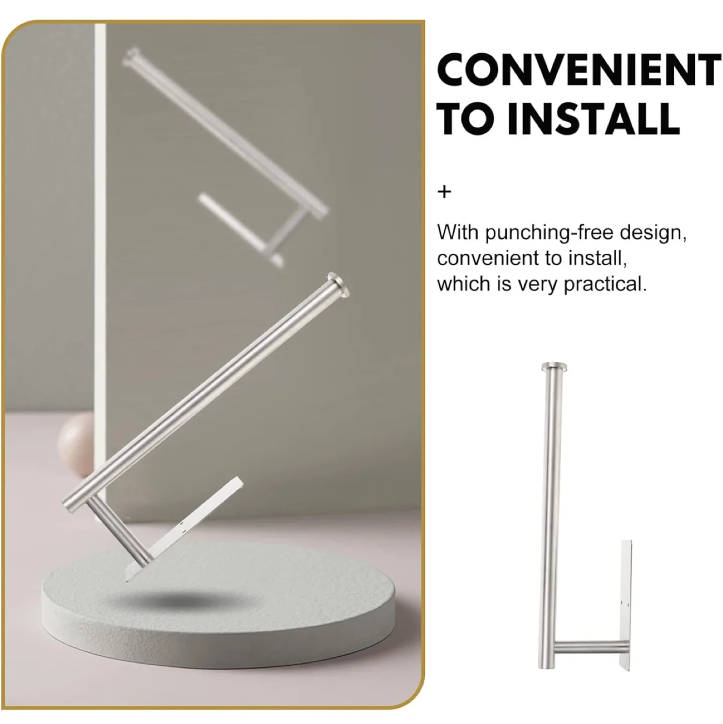 NEW Stainless Steel Towel Rack - Punch-Free Installation image indicator(4)