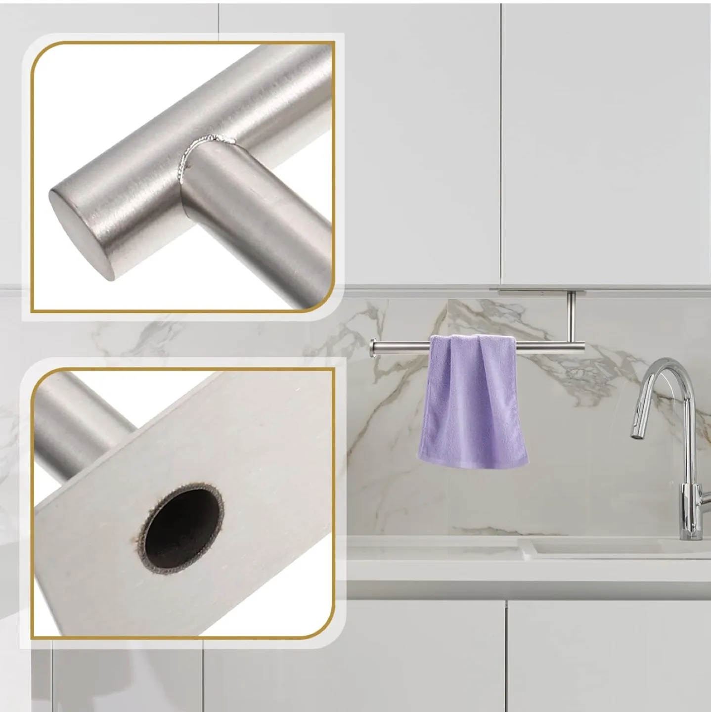 NEW Stainless Steel Towel Rack - Punch-Free Installation image indicator(5)
